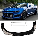 for Chevrolet Camaro Malibu Sonic Monte Carlo LS SS RS LT Car Universal Adjustable Front Bumper Lip Chin Spoiler Splitter 4PCS Diffuser Protector Glossy Black