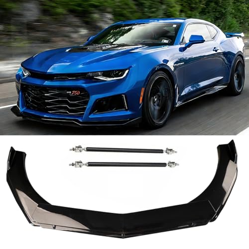 for Chevrolet Camaro Malibu Sonic Monte Carlo LS SS RS LT Car Universal Adjustable Front Bumper Lip Chin Spoiler Splitter 4PCS Diffuser Protector Glossy Black