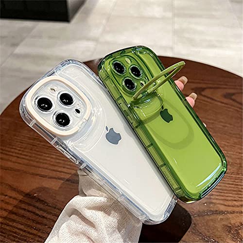 Ownest Compatible With Iphone 12 Pro Max Case With Clear Kickstand Creative Protective Design Case With Camera Holder For Tpu Slim Shockproof Cool Phone Case For Iphone 12 Pro Max-White #TOP2