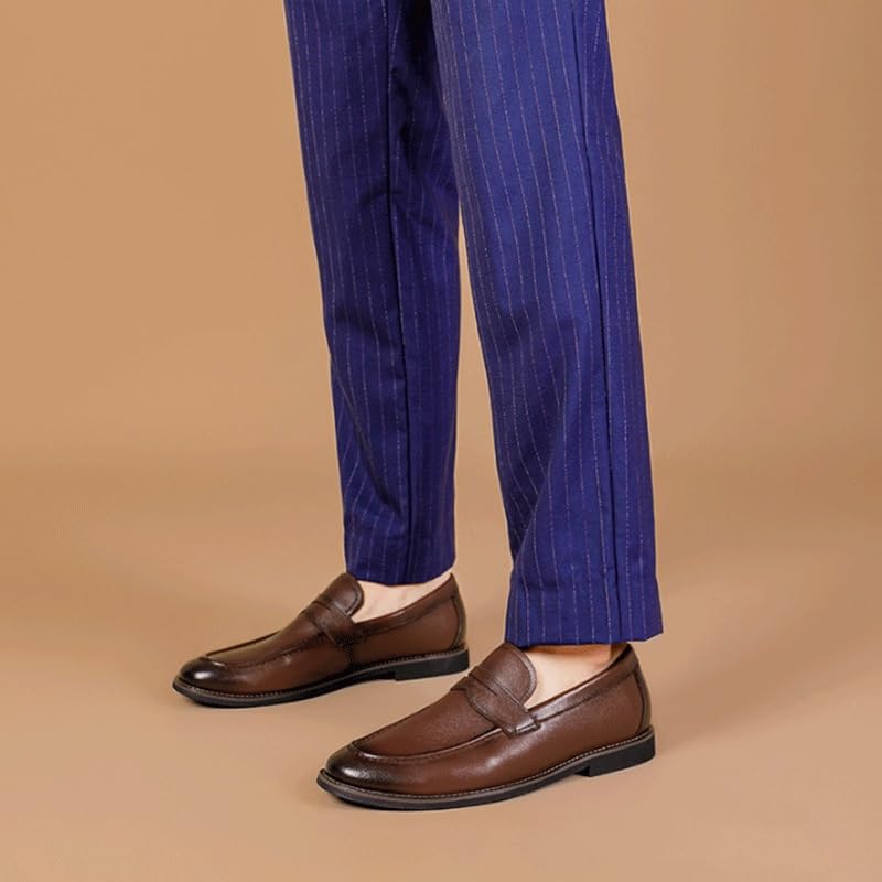 Fashion Business Men's Casual Shoes Thick-Soled Loafers Slip-on Leather Shoes Non Slip Comfortable Rubber Sole Men Formal Dress Shoes3