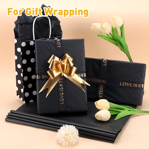 Image of TUXIYA 600 Sheets Black Tissue Paper for Gift Bags,14 X 20Inch Black Wrapping Paper Bulk for Gift Packaging Filler Art Crafts DIY Birthday Wedding Halloween Christmas