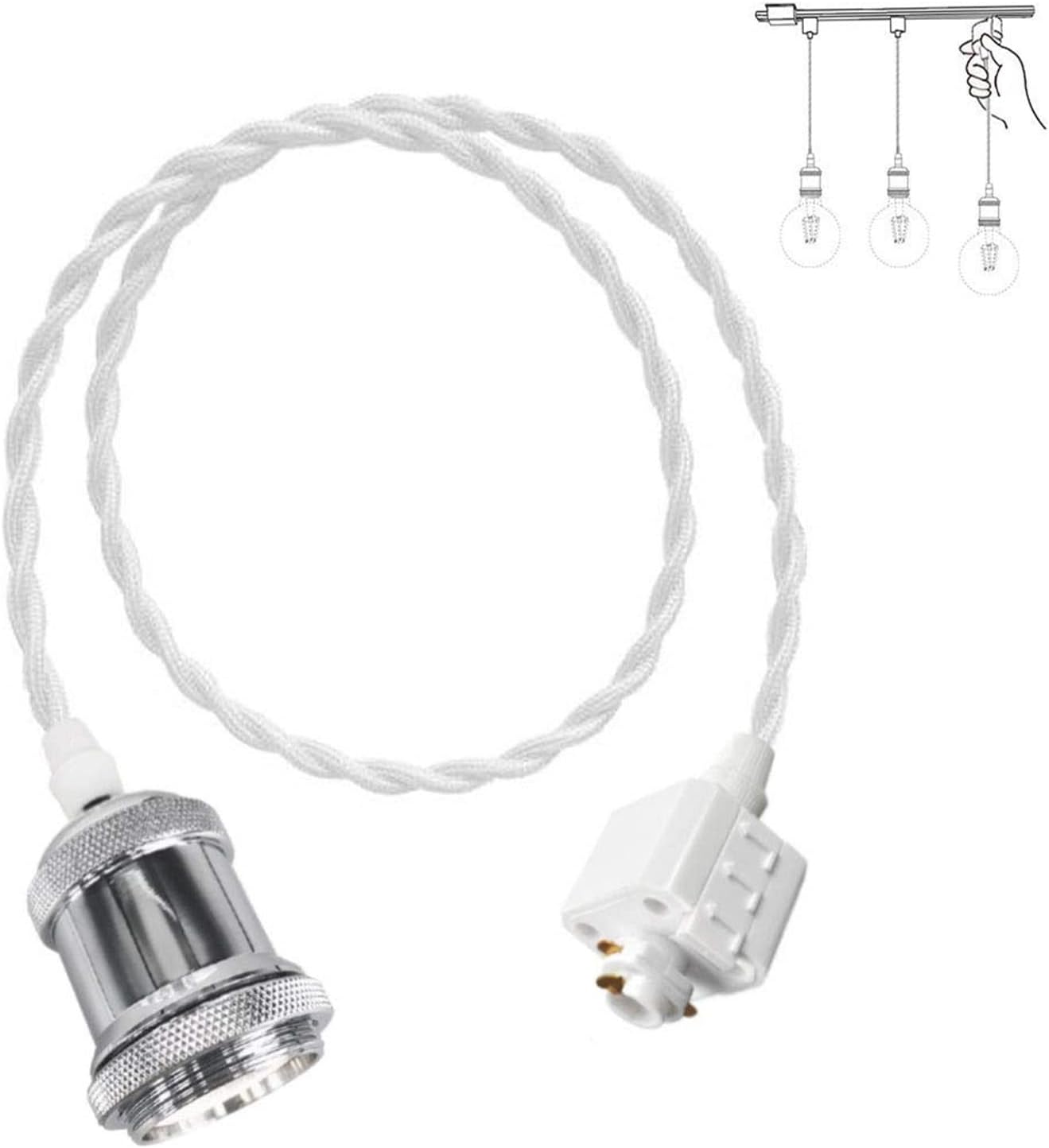 Kiven H-Type Track Mini Pendant Light,Track Mounted Pendant Light Kit, Vintage Style 3-Lamp E26 Lamp Socket- Cord Length 10 Inches (Red Copper Socket)