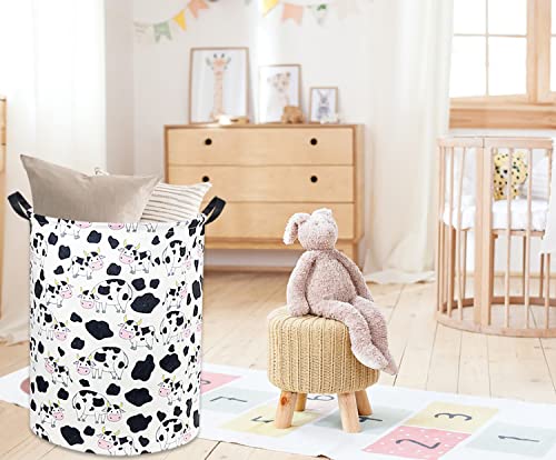 Image of Cow print Laundry Basket Baby Laundry Basket Nursery Hamper Kids Baby Laundry hamper for Boys and Girls Cute Toy Storage Bin Cow Room Decor(Cow)