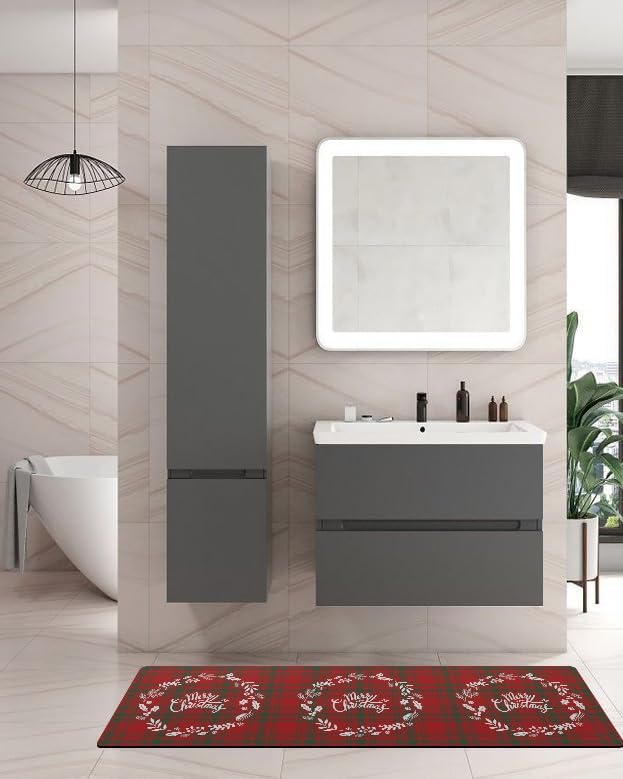 Miniatura 2 de Tapete de baño de Feliz Navidad, antideslizante, de secado rápido y absorbente, tierra de diatomeas, fregadero de ducha para dormitorio, cocina,