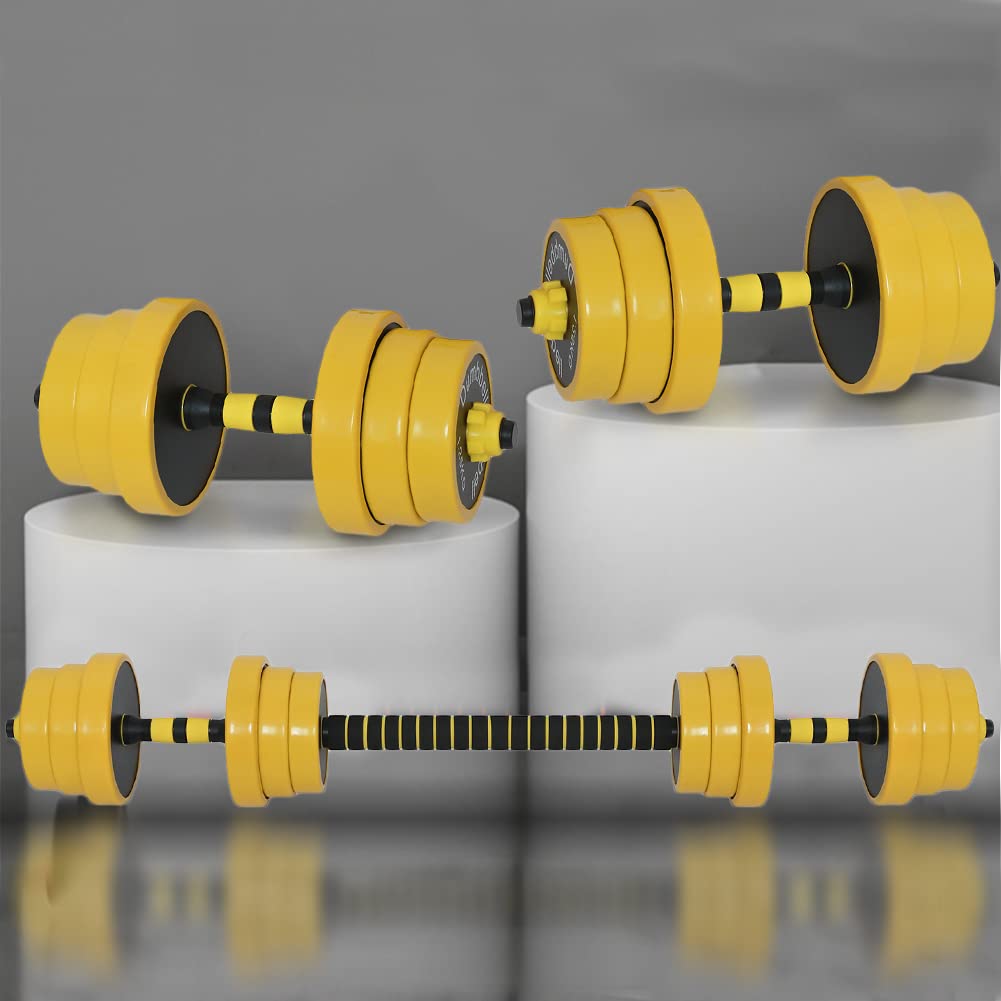 BAKAJI Set 2 in 1 Manubri Regolabili con Barra Bilanciere di collegamento, Rivestimento Gomma Piuma Antiruggine Antiscivolo, Palestra, Fitness, con Pesi