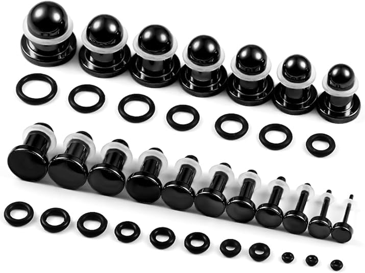 5 Pairs Set Ear Taper 18G-00g Stretching Plugs in 0.5mm Increments 316 Surgical Stainless Steel Hypoallergenic Gauges Body Piercing Jewelry