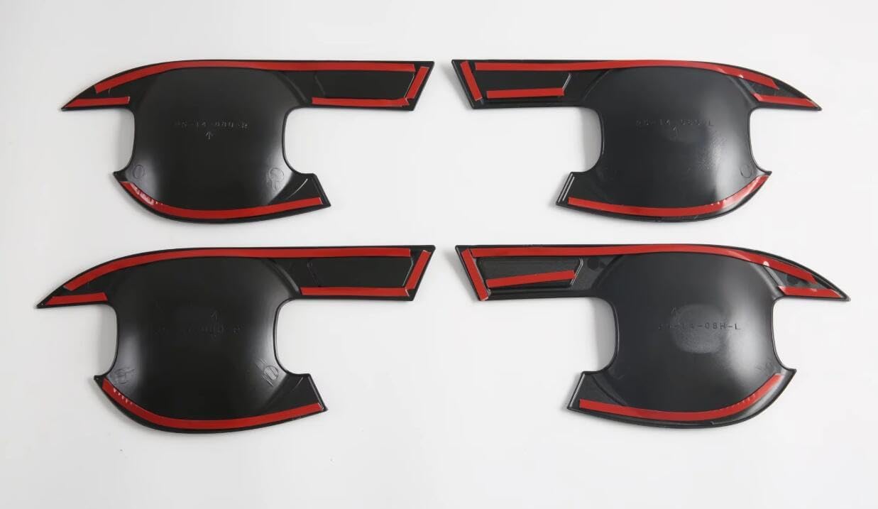 Carbon Fiber Style 4 Door Side Door Handle Molding Cover and Cup Bowl Combo Trim Emblems Compatible for Nissan Frontier 2022-2027