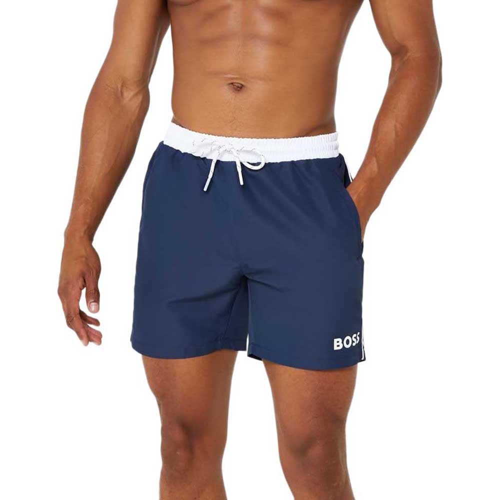 Boss Mens BOSS Bodywear Starfish Swim Shorts - Breathable Mesh - Navy/Wht 412 - Size 2X Large