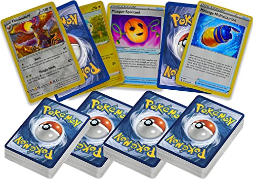 FV Lot de 100 Cartes Pokemon française Comprenant 20 Booster Pokemon Neuf- Soit 5 Booster Carte Pokemon(série Fusion,Astral,Brillant,Ténèbres,Pokémon Évolution).