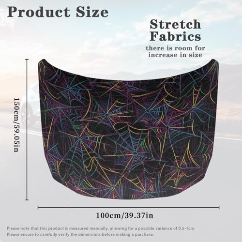 Image of Car Hood Cover Protector Spider Web Print Waterproof Car Hood Wrap Blanket Auto Flag Automotive Halloween Exterior Accessories for Sedans SUVs Pickups Trucks Jeeps