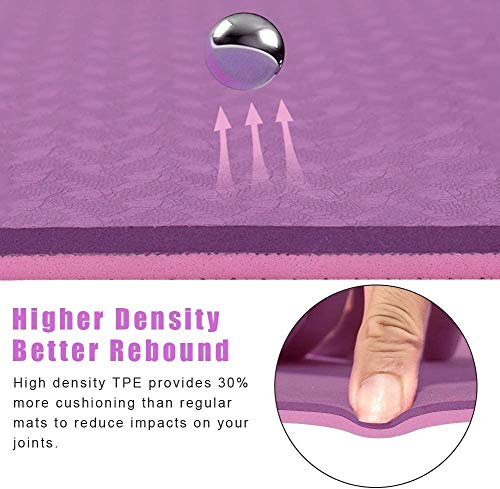 StillCool TPE Yoga Mat Non Slip Fitness Exercise Mat High Density Padding to Avoid Sore Knees, Perfect for Yoga, Pilates and Fitness, Anti - Tear, Sweat - Proof, 1/4 Inch Thick