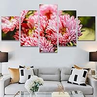SIGNWIN 5 Panel Canvas Wall Art Modern Art Bohemian Bouquet Colorful Cool Floral Group Multicolor Photography Realism for Home Decorations Ready to Hang - 60