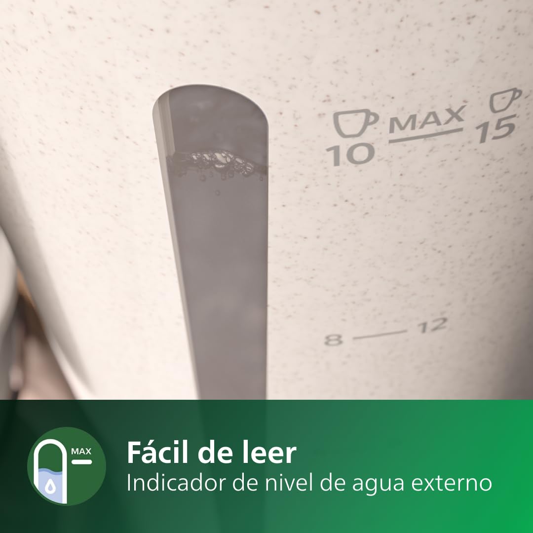PHILIPS Cafetera - Edición Eco Conscious, Jarra Cristal 1.2L, 15 Tazas, Diseñada con Plásticos Biológicos, Blanco Seda Mate (HD5120/00) [Clase de eficiencia energética A+]