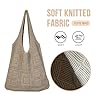 CHANXIUZAI Sac fourre-tout en crochet, sac de plage en maille, sac besace d'été en tricot pour femme, sac à bandoulière, sac fourre-tout bohème de vacances, blanc, Vert, 23.6 inches x 13.8 inches #3