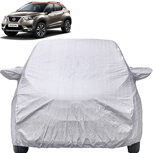 Image of Autofact Waterproof Car Body Cover Compatible with Nissan Kicks (2021 to 2022) with Mirror Pockets (Shinning Silve Design)