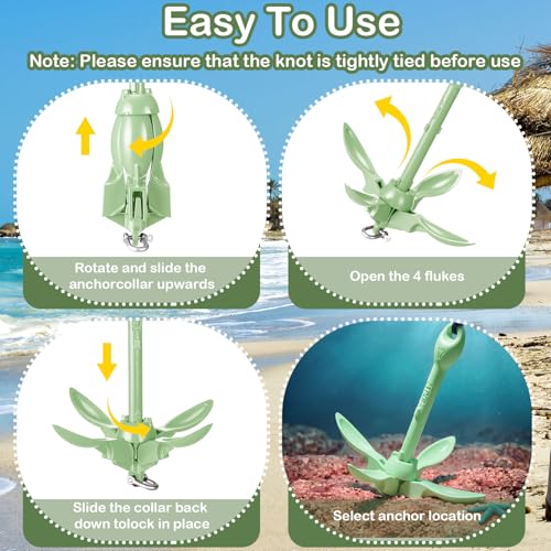 Image of Lounsweer 2 Pack 1.5 /3.5 lb Marine Kayak Anchor Kit Folding Grapnel Anchor Kit Boat Kayak Fishing Accessories for Small Boats Kayaks Canoe Paddle Boards