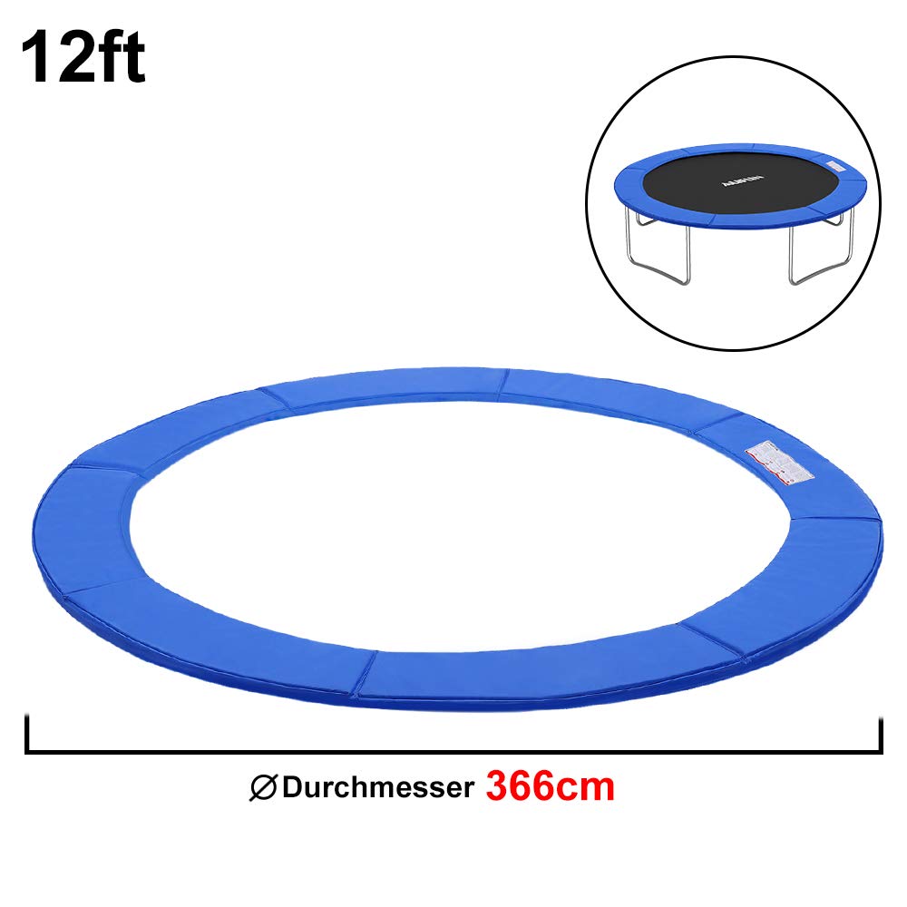 UISEBRT Housse de protection pour trampoline - Diamètre : 244 cm - 305 cm - 366 cm - Résistant aux UV - Anti-déchirures - Accessoire de trampoline - Bleu