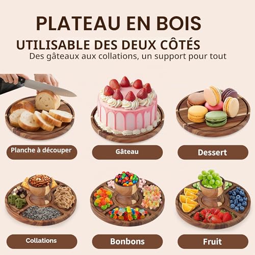 Support gâteau multifonction 30cm avec plateau réversible et socle - 5