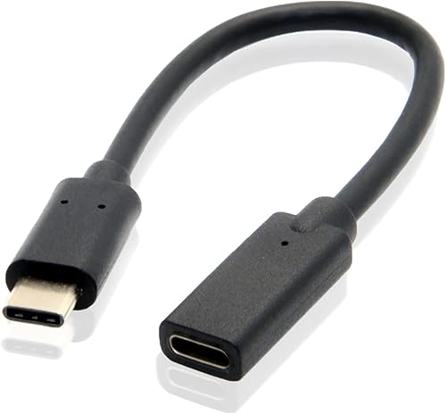Herfair Cable de extensión USB tipo C macho a hembra, 0.6 pies, compatible con Thunderbolt 3, transferencia de datos de 10 Gbps, carga rápida de 100