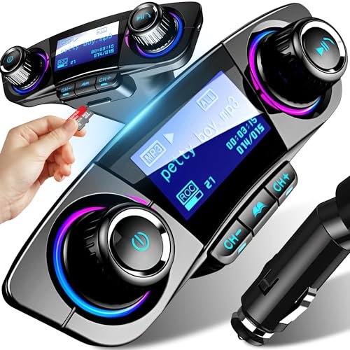 SEANCHEER Bluetooth Adapter Auto Mit 69W Ladegerät – 4-in-1, FM Transmitter, Freisprecheinrichtung, USB-Musik, Für 12V/24V