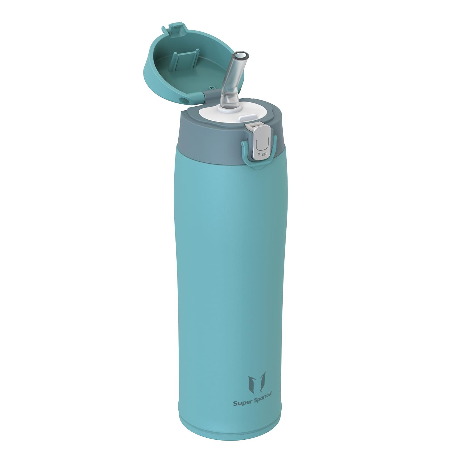 Super Sparrow Borraccia con Cannuccia, Acciaio Inox Bottiglia Termica - 350ml, 500ml, 750ml - Senza BPA Tazza Termica, Bottiglia Termica per Bambini, Scuola, Sportiva, Campeggio