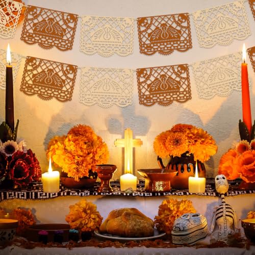 Image of Simgoing 4 Pack Papel Picado Classroom Decor Wooden Mexican Banners,Vintage