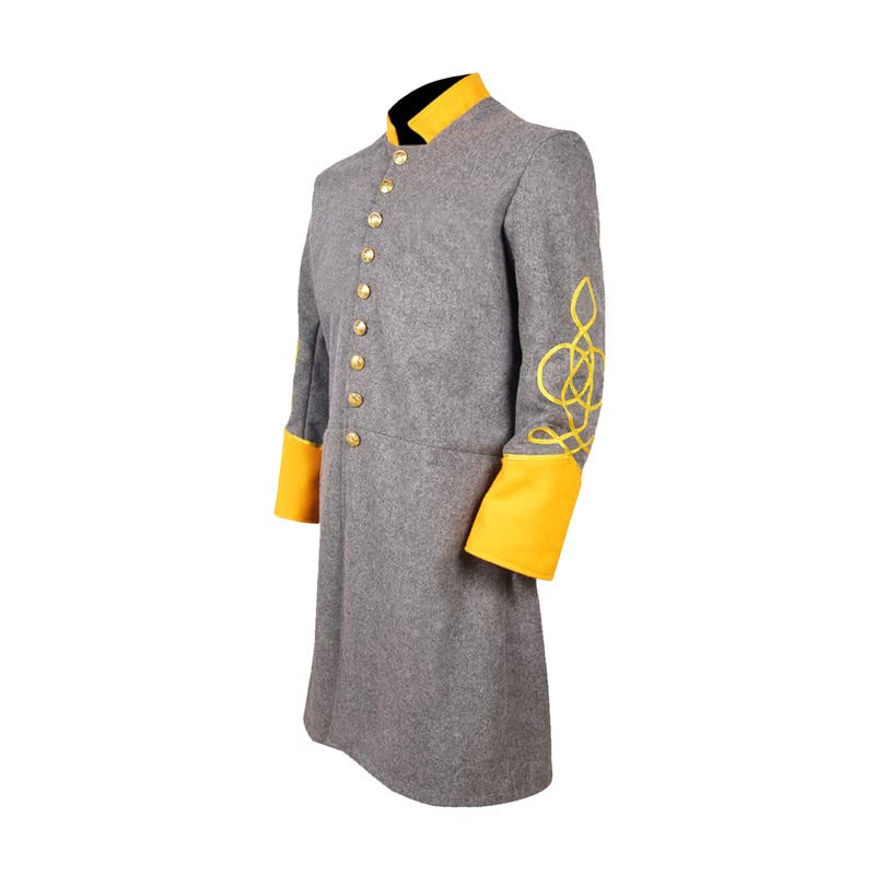 US Civil War Single Breast Gray Frock Coat with Solid Cuff & Collar - Braid 2