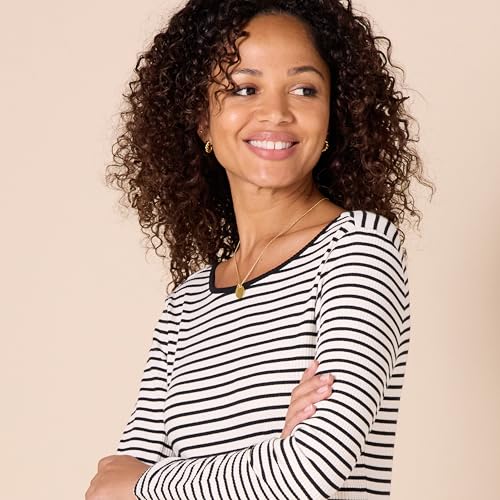 Amazon Essentials Women's Scoop Back Long Sleeve Slim-Fit Rib-Knit T-Shirt, Pack of 23