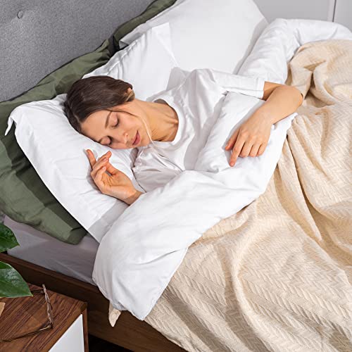 Organic Cotton Herringbone Blanket - Herringbone Weave Luxury Cotton Blankets - Premium Cotton Blankets - Lightweight & Breathable Cotton Woven Blankets - 92"X92" (Queen - Ivory) #TOP1