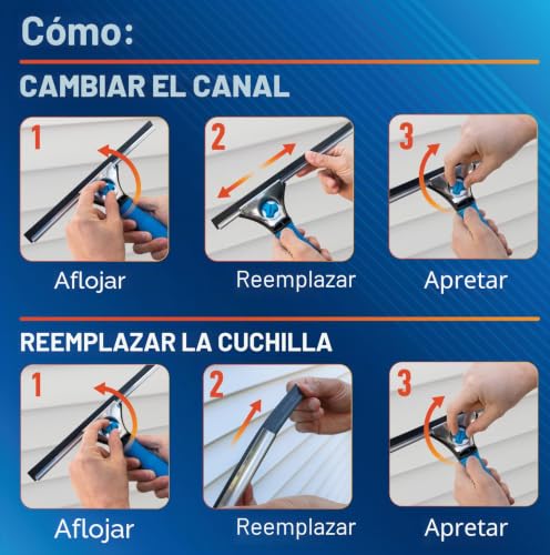 Limpiacristales para ventanas de 18 pulgadas Unger Professional EZ Change para vidrios grandes 7