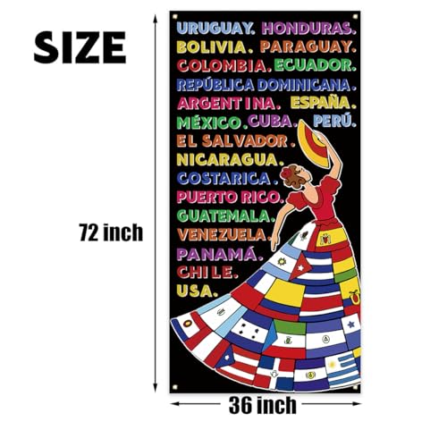 Capa de porta do mês da herança hispânica faixa latino-americana decorações de sala de aula espanhol