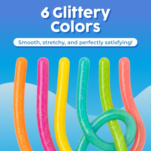 Image of BUNMO Sensory Toys Stretchy Strings for Toddlers 3+ - Stimulating & Addictive Fidget Toys for Kids - Hours of Fun for Kids - Non-Mouthable Toy 3+ - Glitter 6 Pack