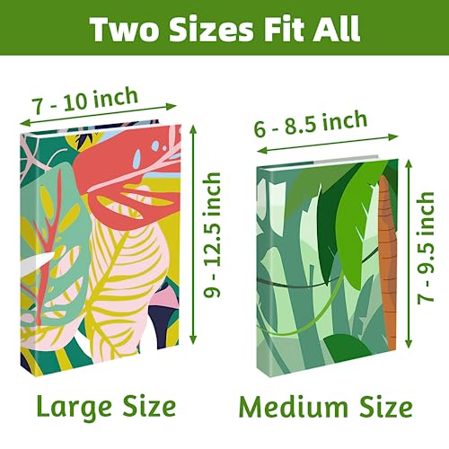 KICNIC Forest Jumbo Book Covers 6 Pack, 9x11 Inch Stretchable Book Sox Suitable for Most Hardcover Books, Up to 10 Inch x 12.5 Inch Washable, Reusable Textbook Covers with Ribbon, Fun Design