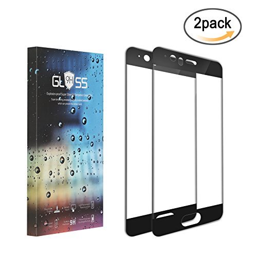 [2 Pack] Huawei P10 Plus Screen Protector,Tempered Glass Protector [ Full Coverage ] Colored Edge,3D Full Curved Edge,No Bubble (Black)
