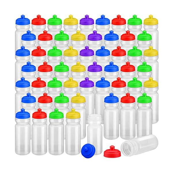100 Pack Water Bottles Bulk 20 oz Reusable Plastic Water Bottles with Pull Top Cap Dishwasher Safe Sports Drinking Bottle for Fitness, Hiking, Cycling, or Gym Workout