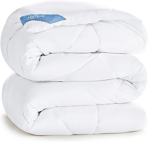 CozyLux - Edredón alternativo de plumón blanco mullido y suave para todas las estaciones, relleno de edredón acolchado de felpa de 10.58 ozm, con