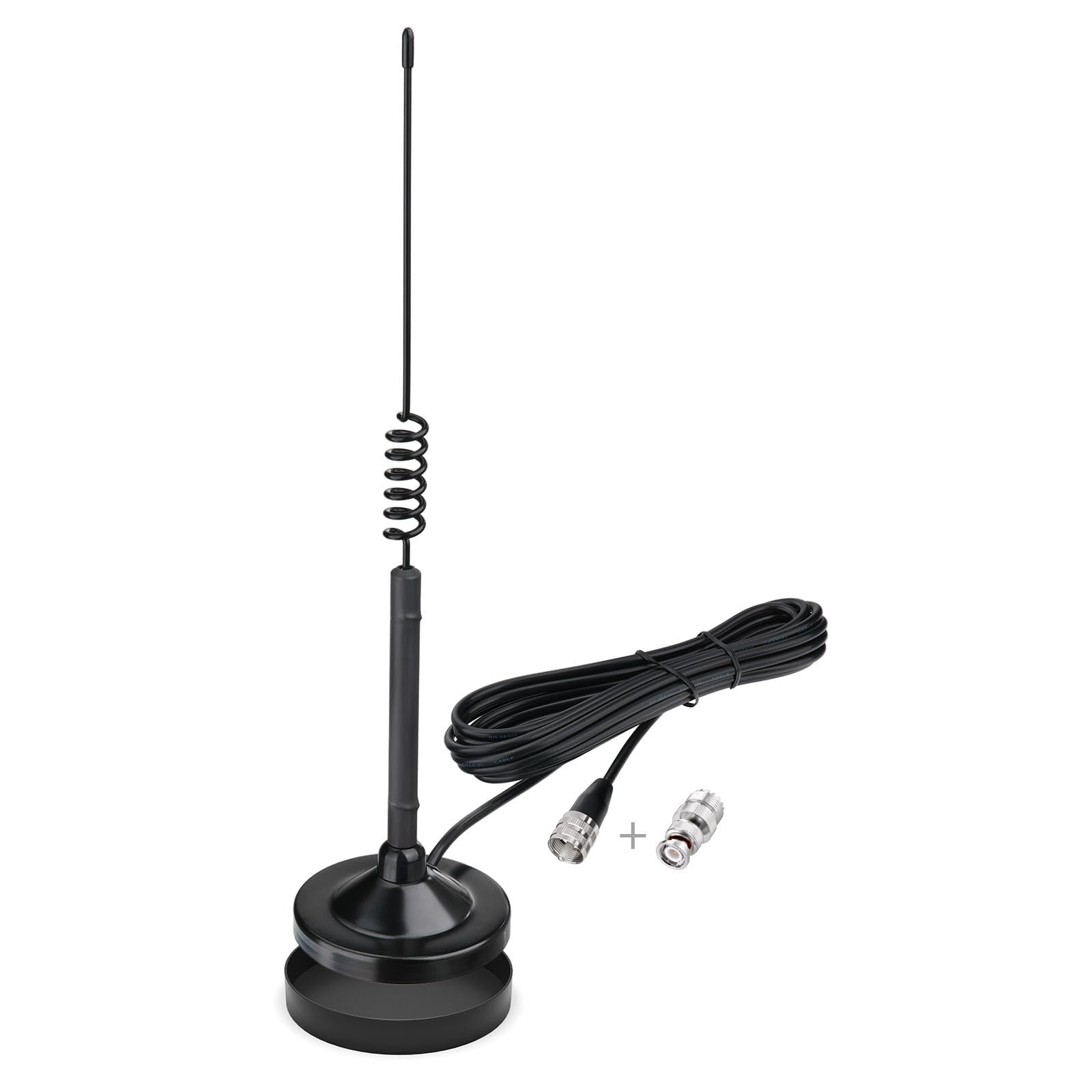 Bingfu Antenne CB Veicolare 27 MHz Flexible Mâle UHF PL259 et BNC 2.5 dBi | Base Magnétique, Câble RG58 3 m, pour Radio CiBi Mobile, Camion Camping Car SUV, Cobra Midland Uniden Maxon President