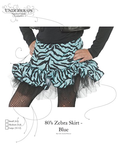 Disfraz retro 80's falda cebra azul talla M miniatura 2