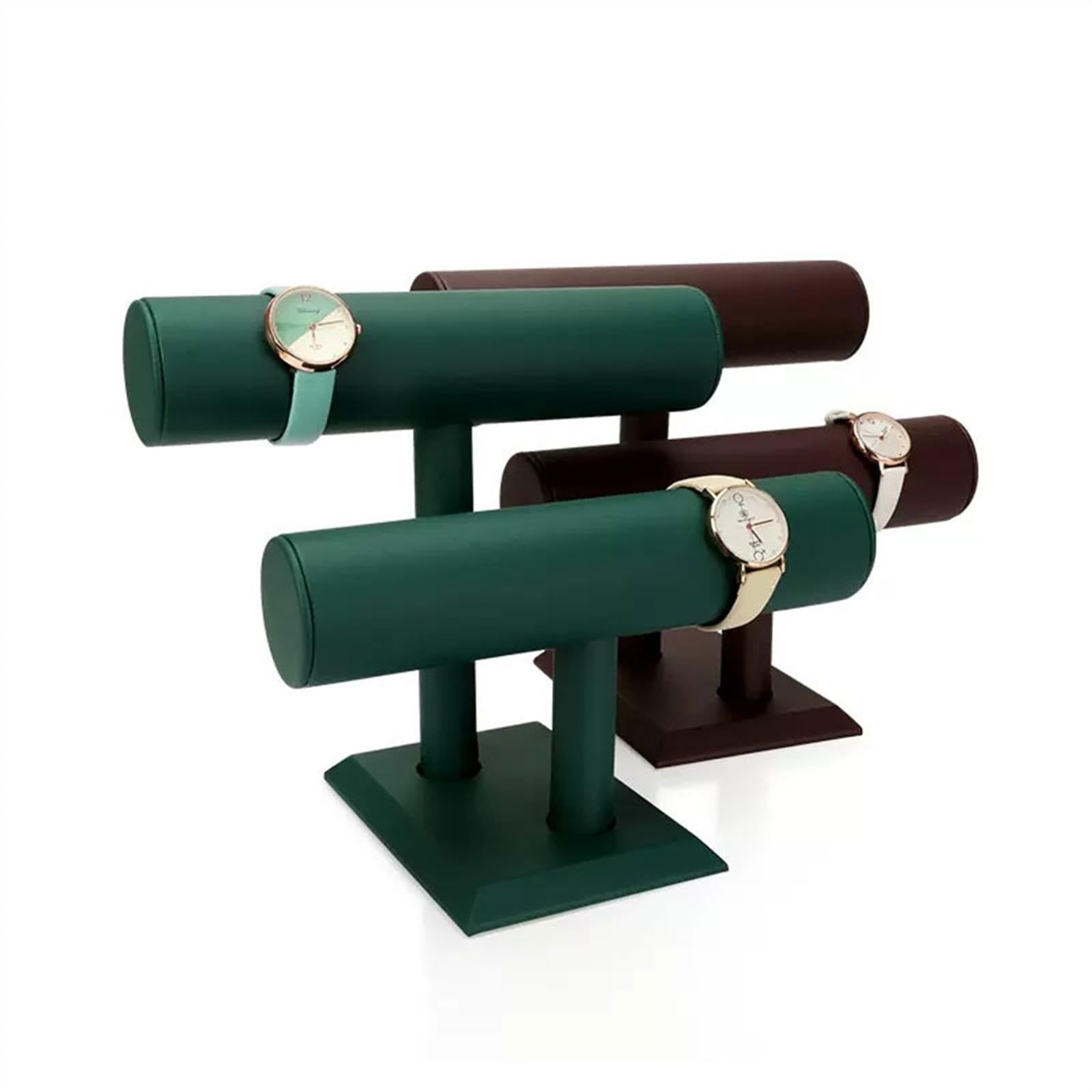 LLXYWJ Organizzatore di Braccialetti con Supporto per Gioielli Supporto per Braccialetti in Pelle PU a 2 Livelli Supporto per Bracciale con Barra a T Espositore per collane Porta Gioielli per