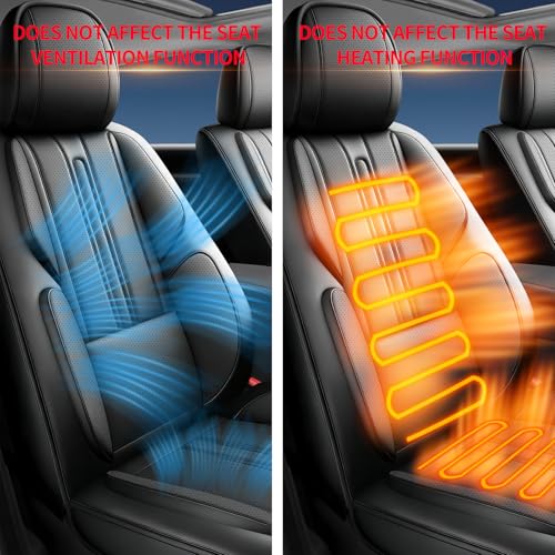 Image of Fit Canyon Car Seat Covers (Only Front 2 Seats) Compatible with GMC Canyon 2015-2024 2025 2026 - Full Coverage Breathable Leather,Airbag Compatible,Waterproof & All-Weather,Black