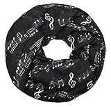 thb Richter Damen Loopschal Schlauchschal Rundschal mit Musiknoten Notenschlüssel für Musik-Veranstaltungen Chor Konzert Philharmonie Orchester Musiker Künstler Schwarz Black