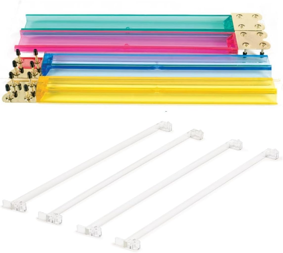 C&H Solutions Clear Acrylic Mahjong Pushers 18'' - Set of 4 and Color Acrylic Mahjong Racks 18'' - Set of 4 (Combo)
