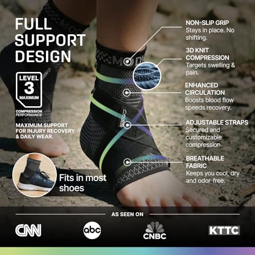 Image of Modvel Foot & Ankle Brace Socks with Adjustable Support Strap - 2 Pack Compression Sleeves for Sprained Ankle, Plantar Fasciitis Relief Tendonitis & Arthritis, Stabilizing Foot & Ankle Support for Women & Men