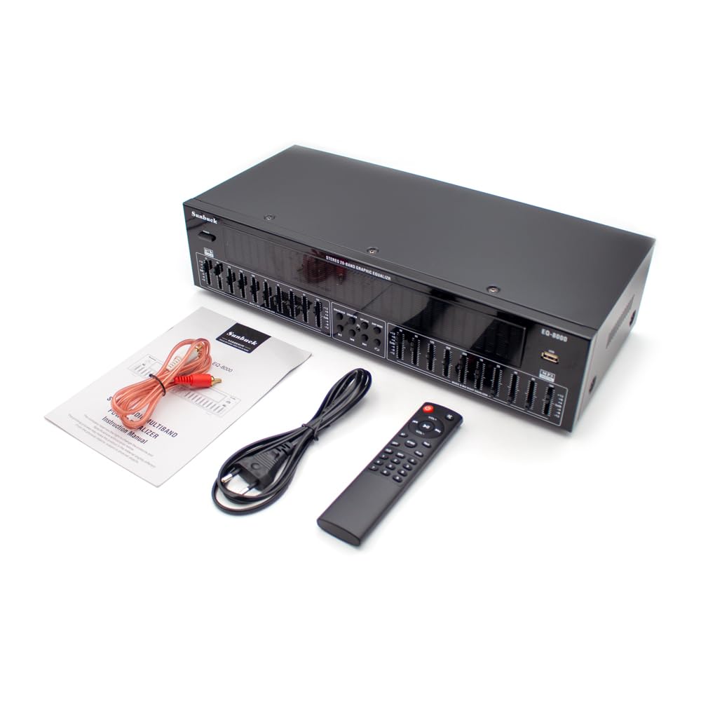 Professioneller EQ8000 Audioprozessor EQ Equalizer, Bluetooth 5.4, Optischer/Koaxialer Decoder, USB-Hi-Fi-Vorverstärker mit Fernbedienung