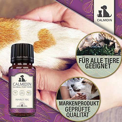 Adema Animal® - Calmidin Globuli zur Beruhigung für Tiere - Relax Globuli mit Baldrian gegen Stress und Angst/innere Unruhe - natürlich sanftes Beruhigungsmittel für Hund und Katze - 10g Inhalt