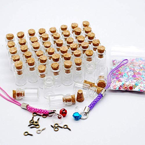 Healthcom 100 Pcs 0.5Ml Cork Bottles Vials Clear Glass Bottles Mini Tiny Jars Bottles With Corks Miniature Glass Bottle With Cork Gift Diy Decoration Empty Sample Jars For Arts Crafts Party Favor,100 Botlles+100 Screws #TOP4