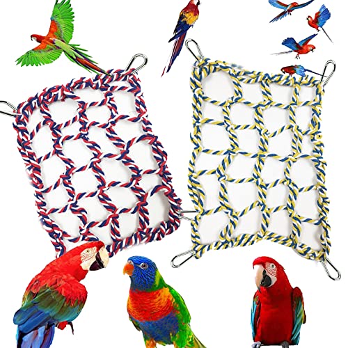 Small Animal Hammock Rat Toys Parrot Bird Toys Woven Climbing Net With 4 Hooks Rat Cage Accessories Rope Ladder Ferret Toys Rat Hammock For Cage Budgie Toys And Accessories (Mixed) #TOP6