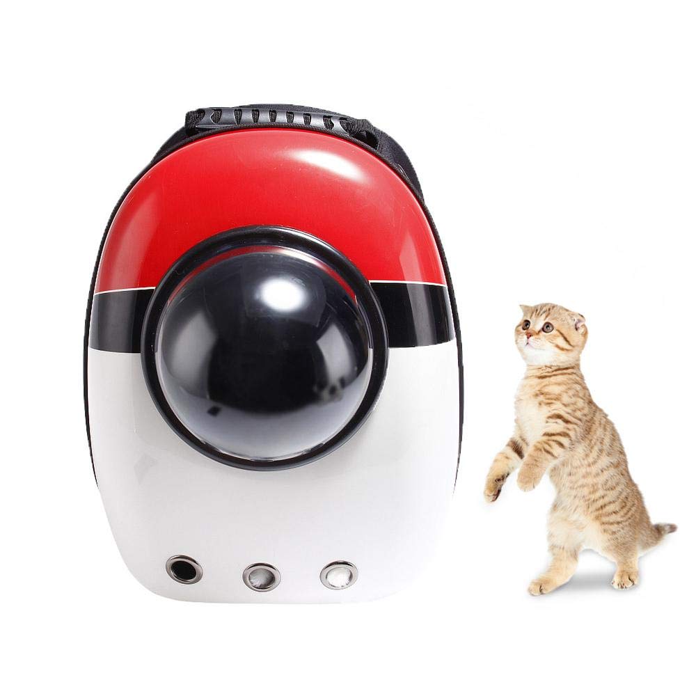 Cat Backpack Carrier, AUOKER Portable Pet Carrier Backpack Airline Approved with Transparent/Bubble Window for Dogs Cats Rabbits Traveling, Strolling - Breathable Pet Carrier Space Capsule (Red)