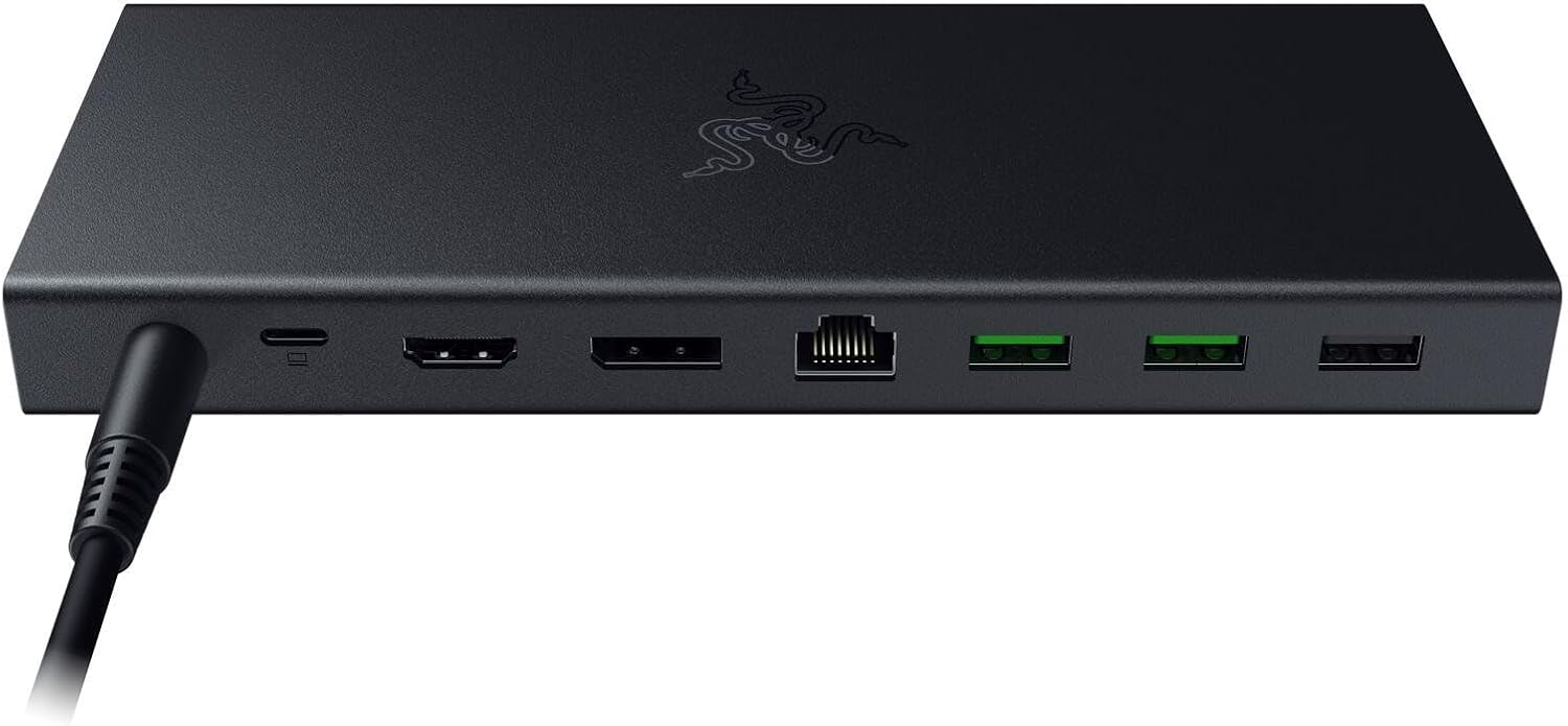 Razer USB 4 Dock - High Speed Dock for Gaming and Productivity - 14 Port Design - Dual Display Support, Device Charging (3X USB-C, 5X USB-A, HDMI, Gigabit Ethernet) Black