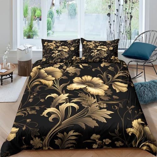 Parure de lit housse de couette microfibre résistante fleurs baroques 200x200 - 4